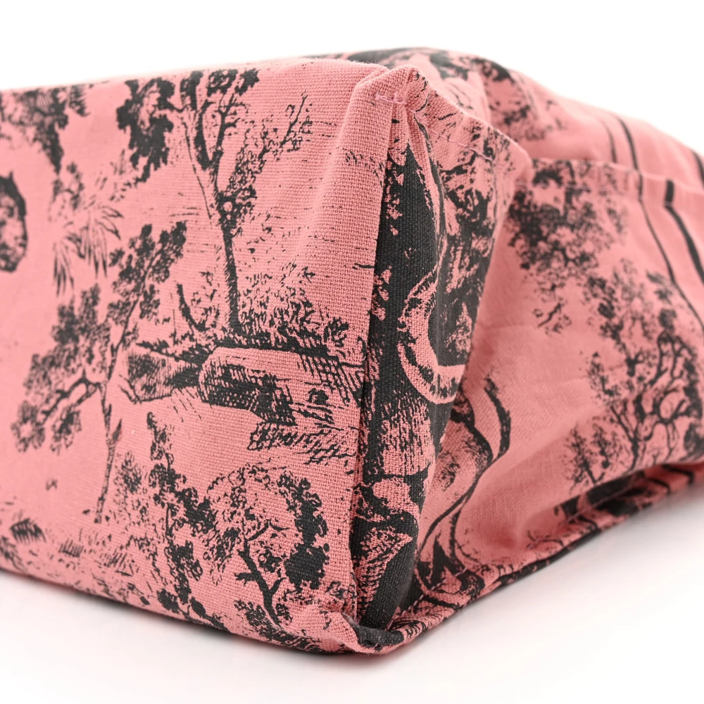 Lushentic Grade Designer Bags - Medium Dioriviera Tote Pink Grey Canvas - Image 4