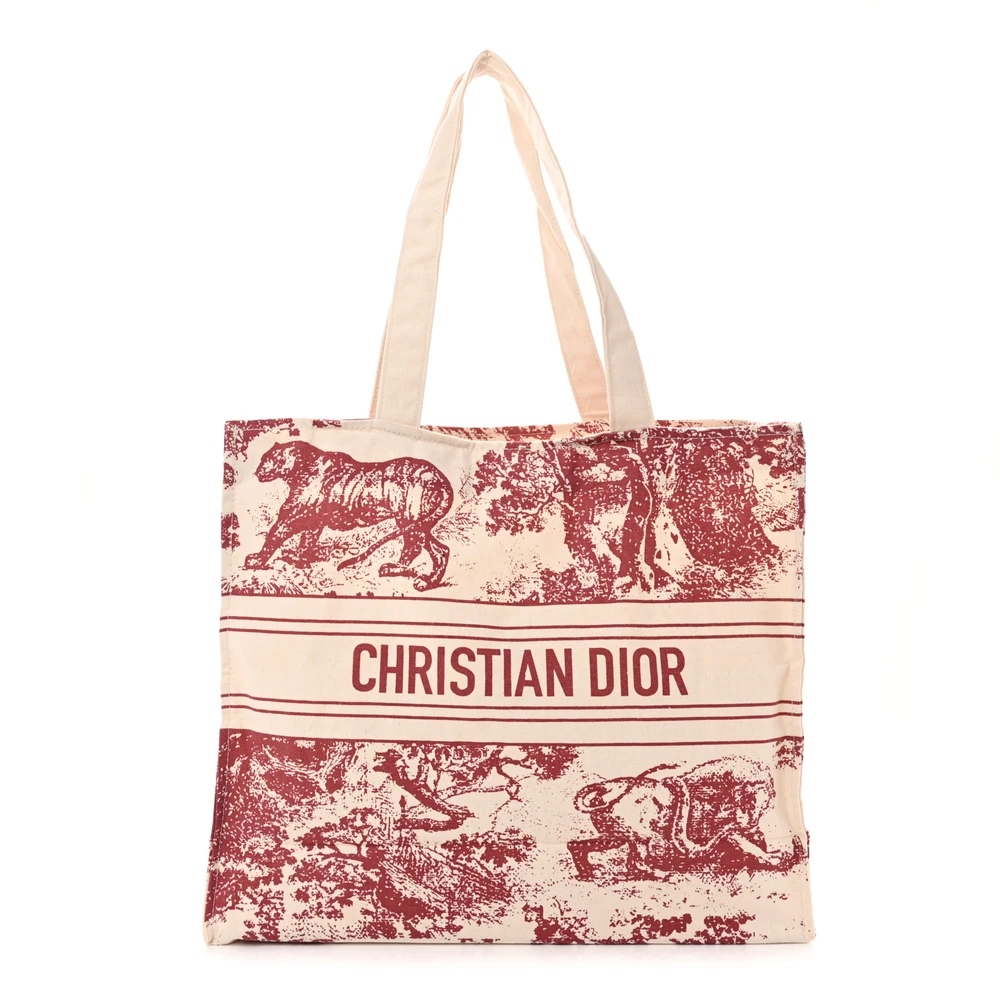Lushentic Dior Medium Dioriviera Tote Red Canvas Front