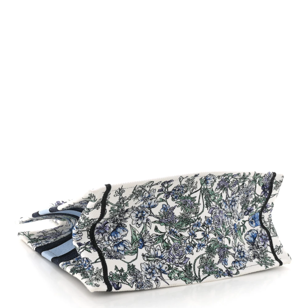 Lushentic Replica Medium Flowers Book Tote Blue Multicolor Embroidered Canvas - Image 5