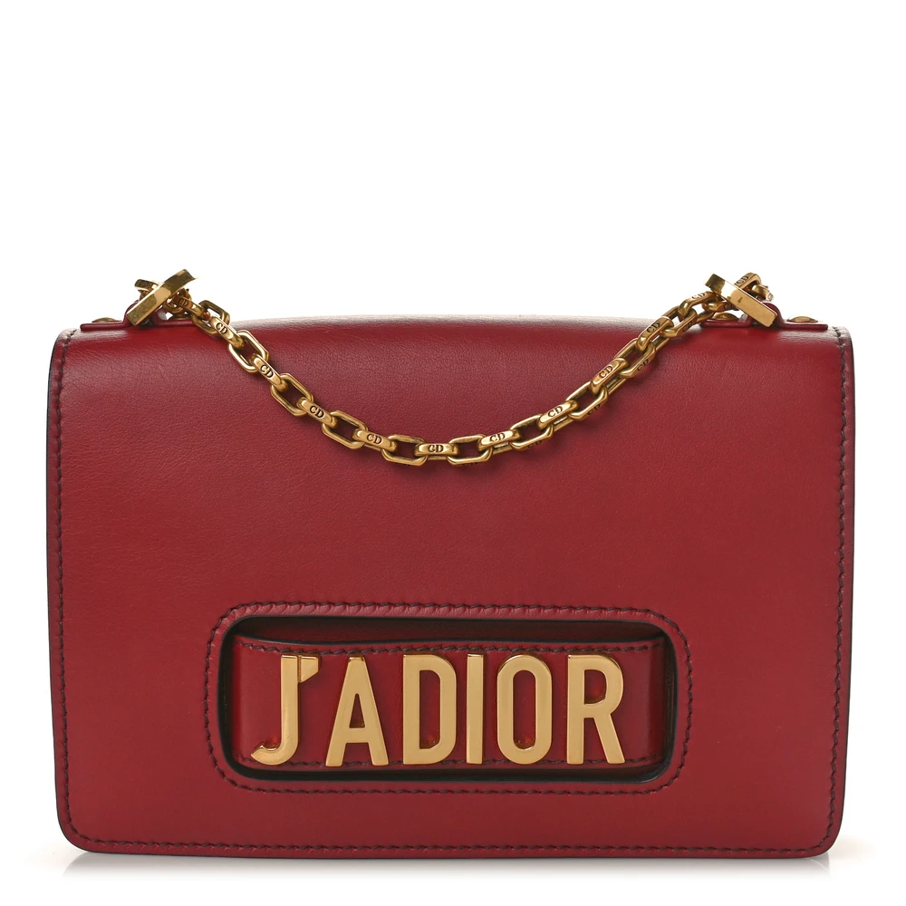 Lushentic Dior Medium J_Adior Chain Flap Bag Red Calfskin Gold Hardware Front