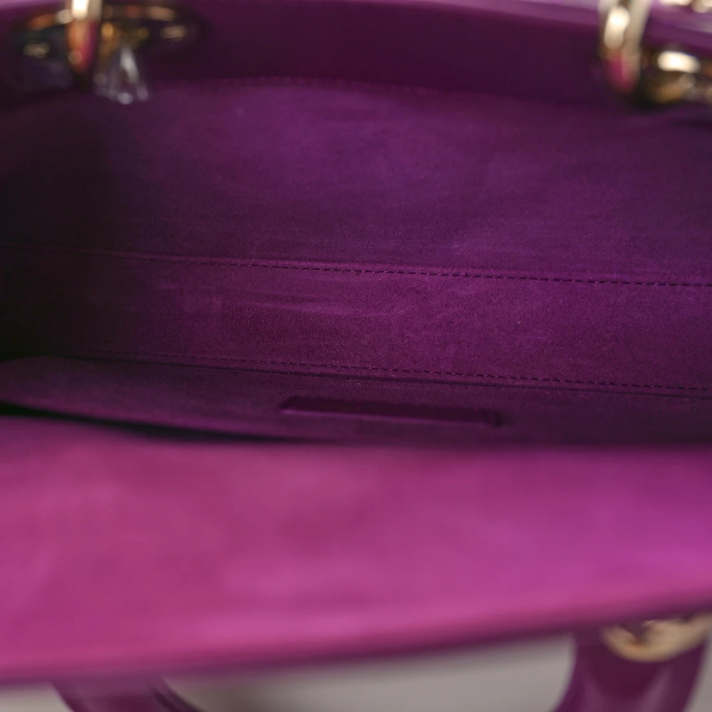 Lushentic Bag Medium Lady D-Joy Purple Cannage Lambskin Leather Gold Hardware - Image 7