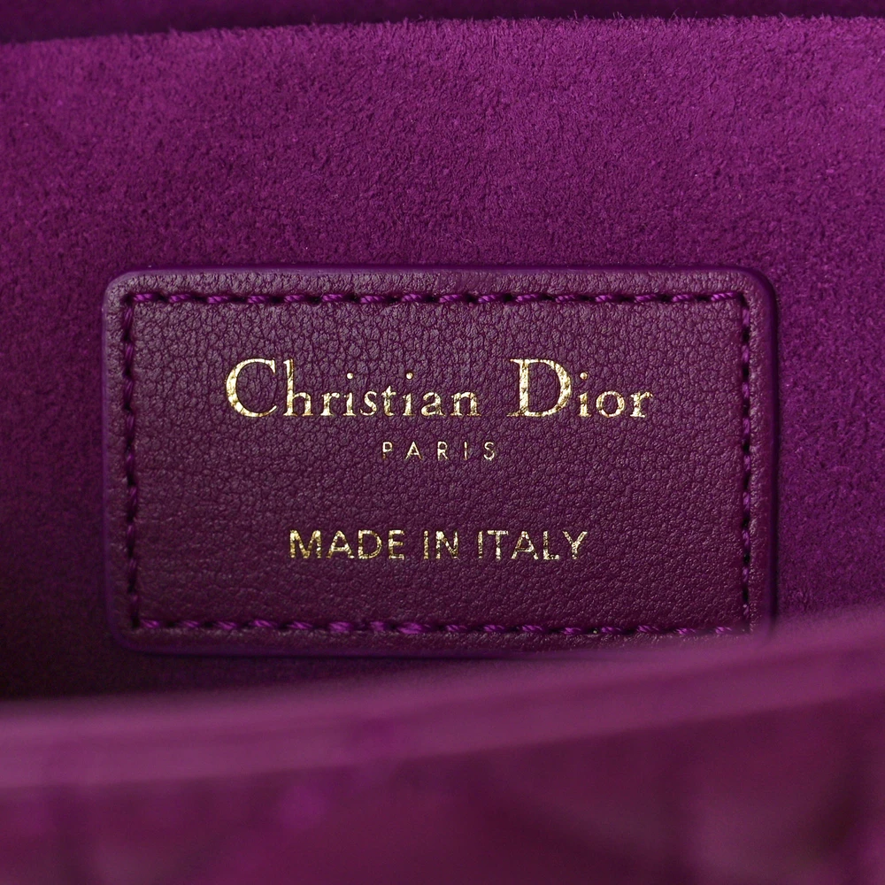 Lushentic Bag Medium Lady D-Joy Purple Cannage Lambskin Leather Gold Hardware - Premium Alternative