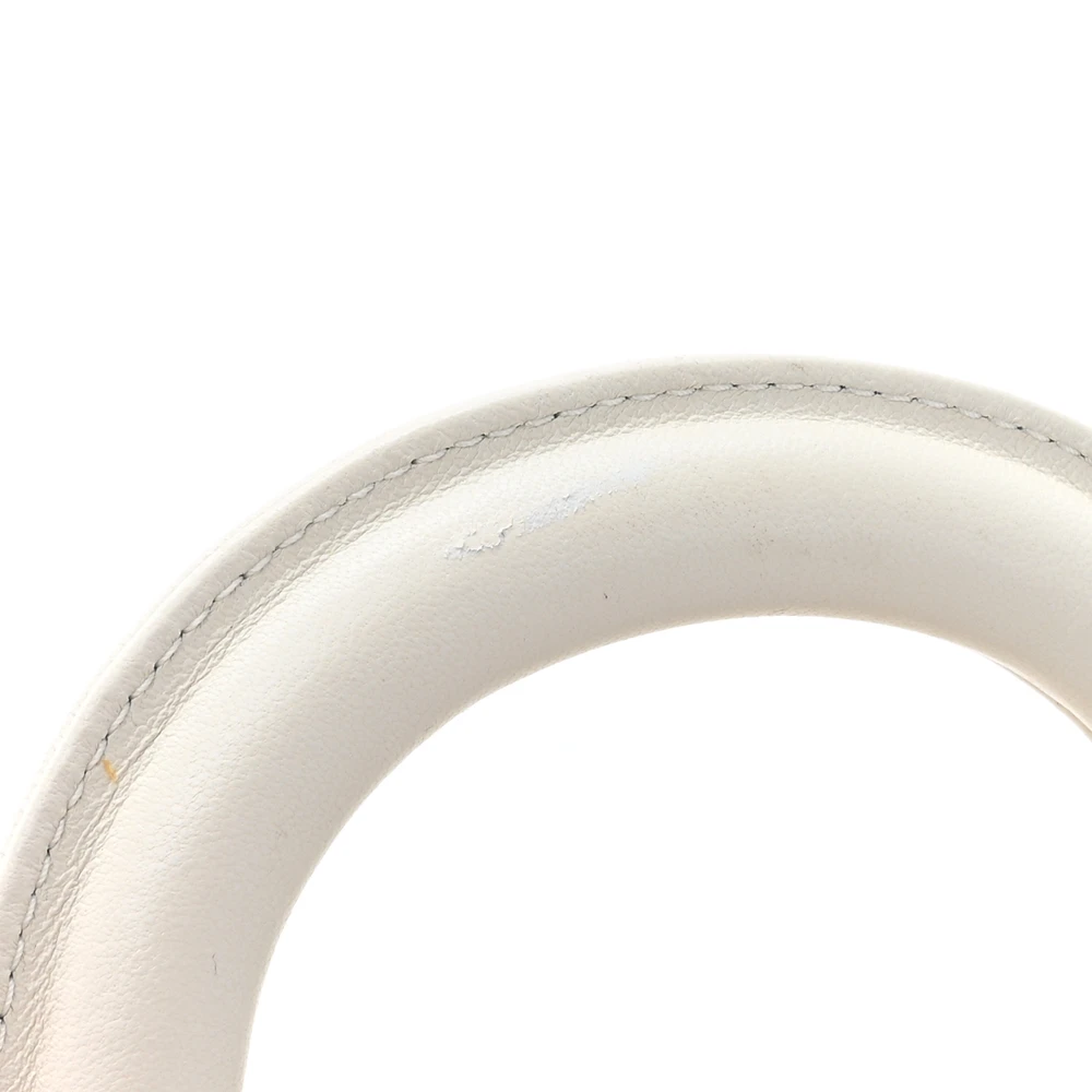 Lushentic Class Medium Lady D Joy White Ornamental Embroidered Calfskin Leather Gold Hardware - Premium Alternative