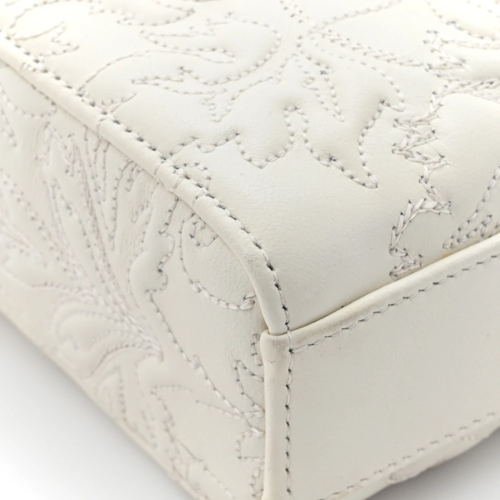 Lushentic Class Medium Lady D Joy White Ornamental Embroidered Calfskin Leather Gold Hardware - Image 6