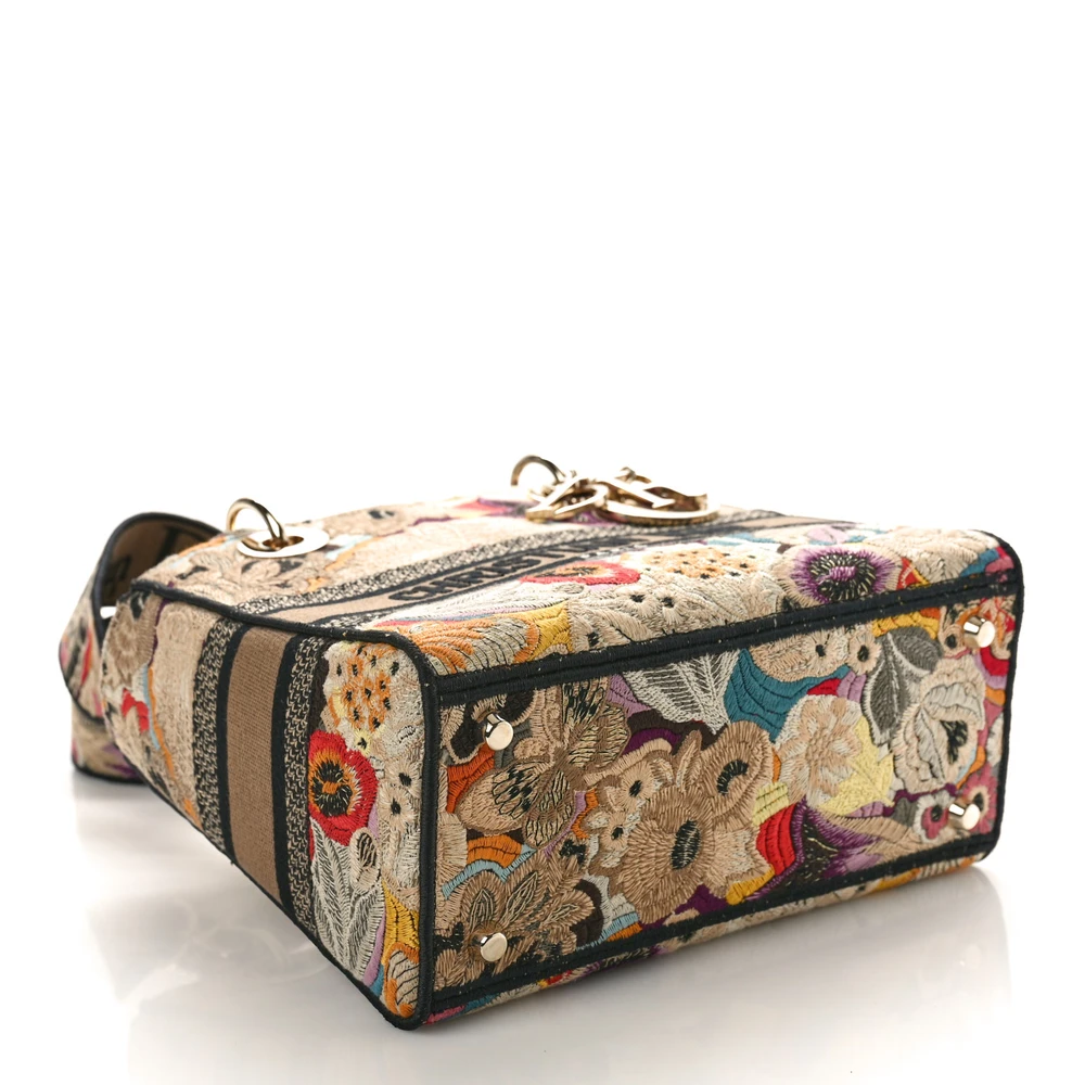 Lushentic Handbags Medium Lady D-Lite Beige & Black Floral Canvas - Image 6