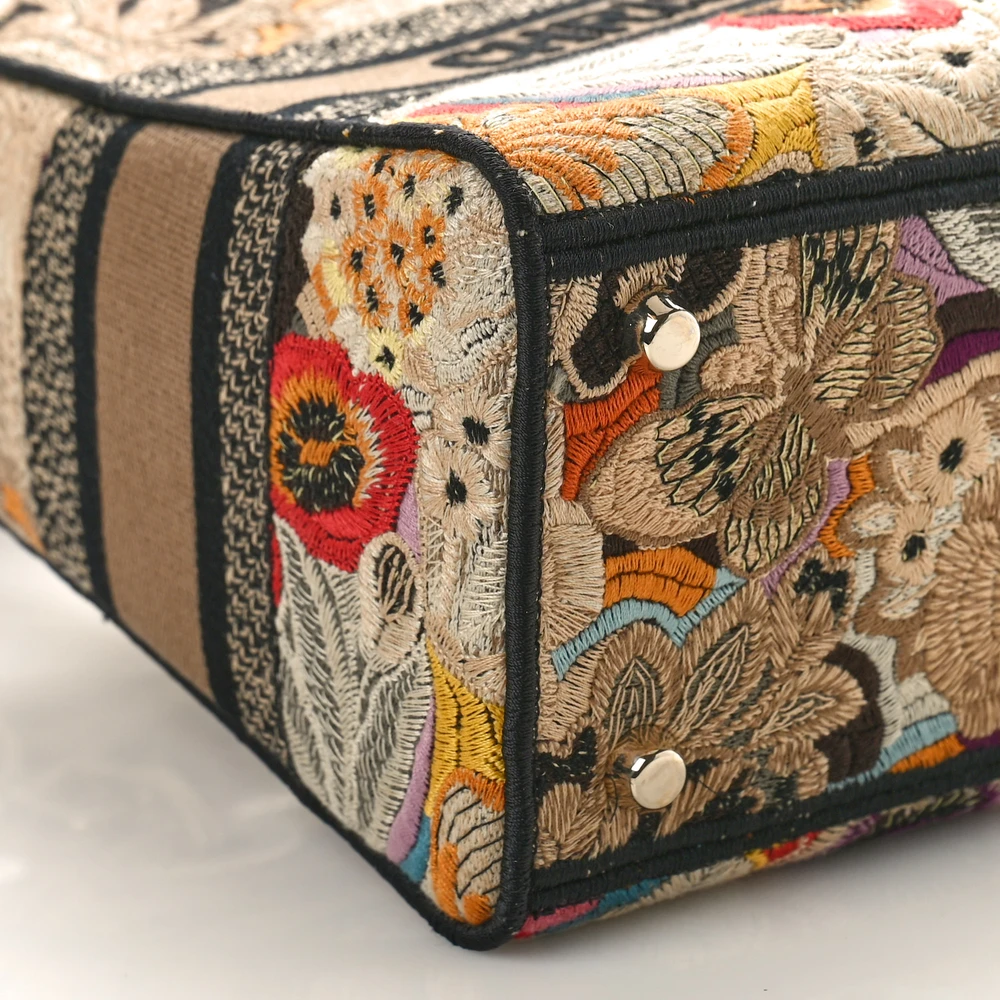 Lushentic Handbags Medium Lady D-Lite Beige & Black Floral Canvas - Image 4