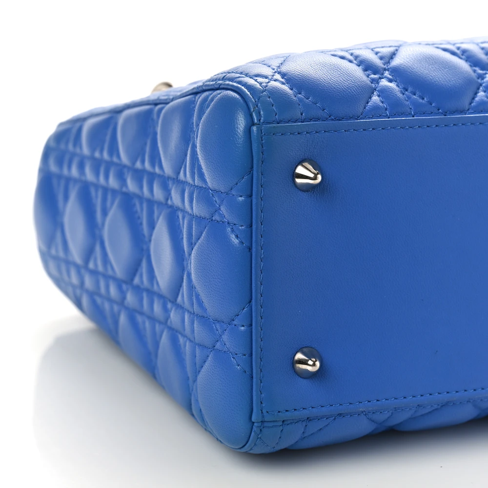 Lushentic Quality Medium Lady Dior Bag in Horizon Blue Leather - Image 4