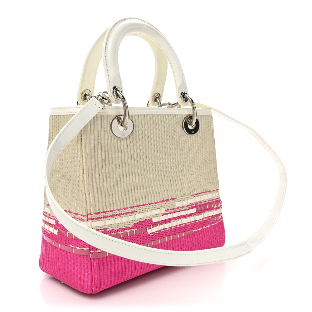 Lushentic Quality Handbags: Medium Lady Dior Bag in Raffia Nappa Leather - Image 3
