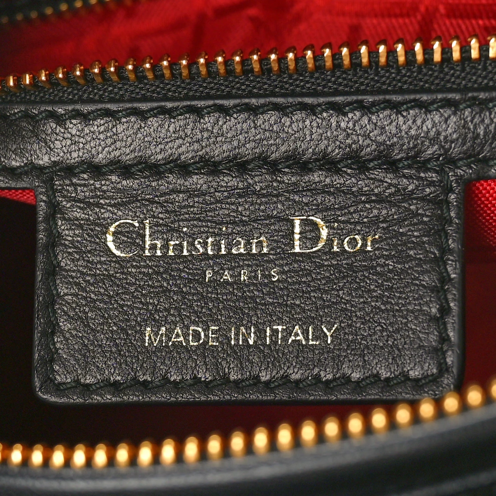 Lushentic Grade Medium Lady Dior Black Cannage Lambskin Leather Gold Hardware - Designer Inspired Luxury Bag