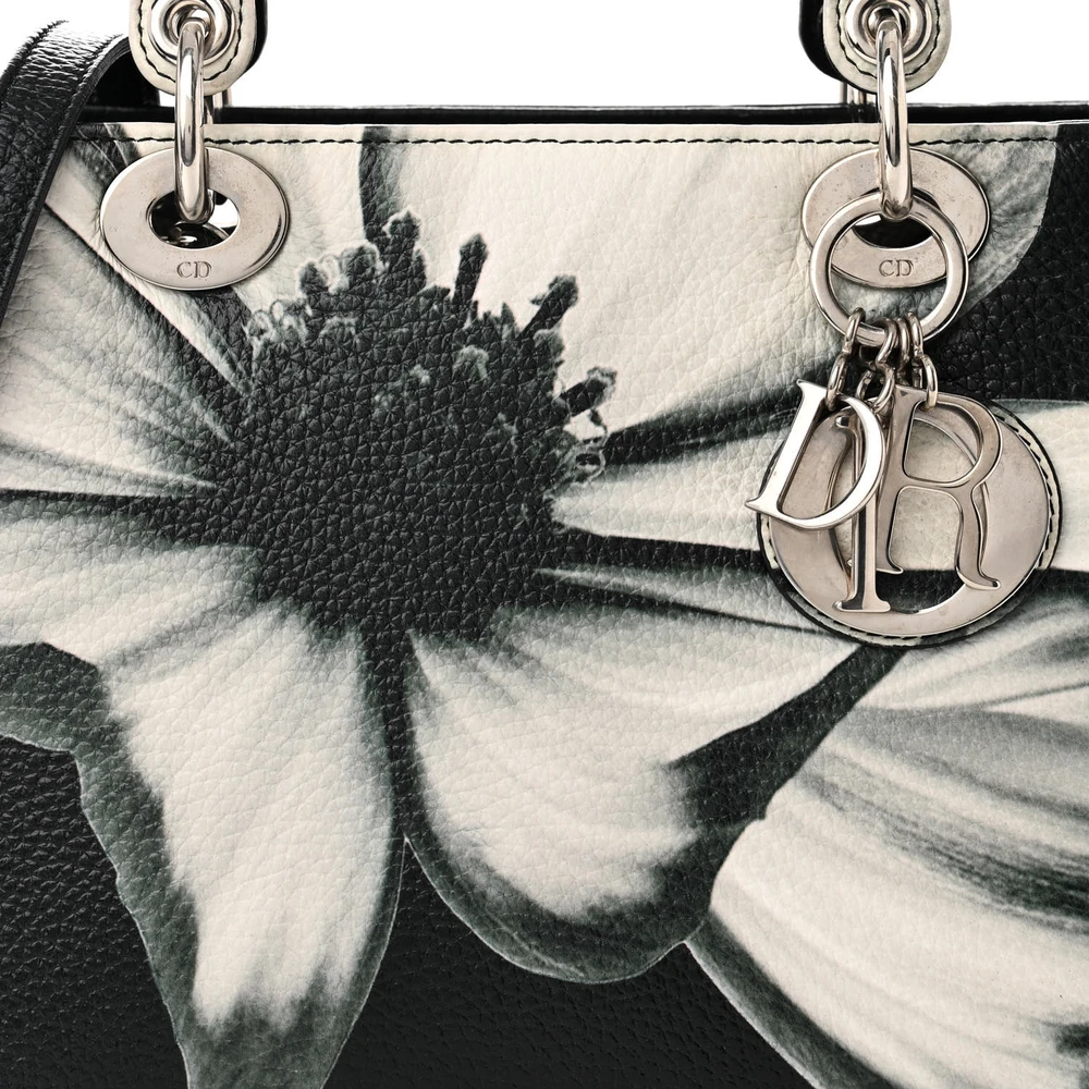 Lushentic Grade Designer Bags - Medium Lady Dior Green Floral Deerskin - Image 9