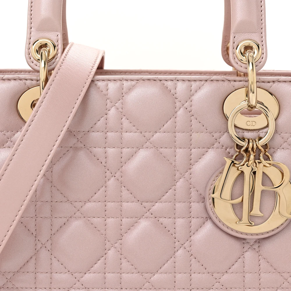 Lushentic Replicas Medium Lady Dior Lotus Pearly Cannage Lambskin Leather - Image 8