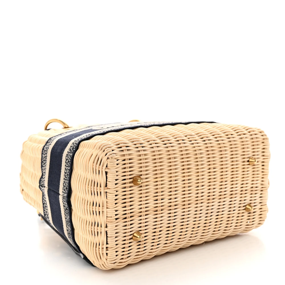 Lushentic Grade Handbags - Medium Lady Dior Wicker Blue Canvas - Image 6