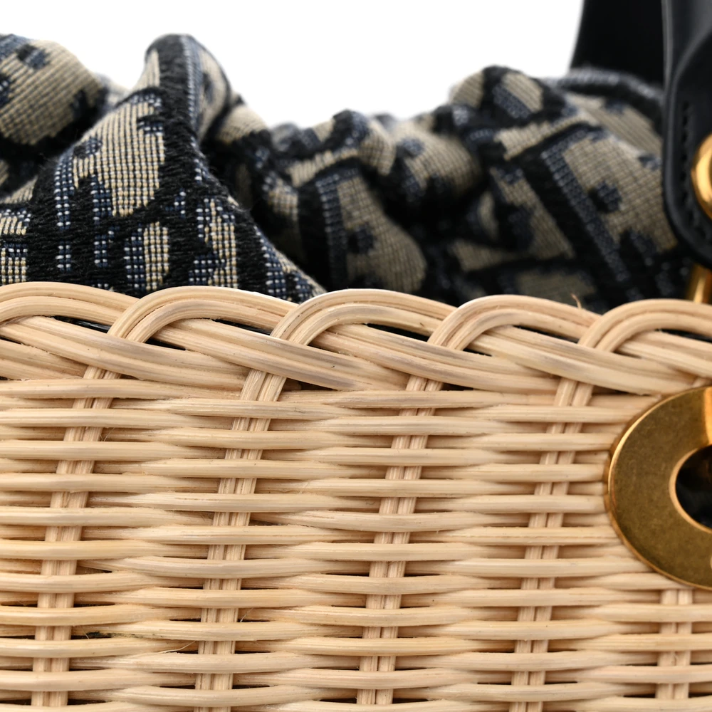 Lushentic Grade Handbags - Medium Lady Dior Wicker Blue Canvas - Image 9