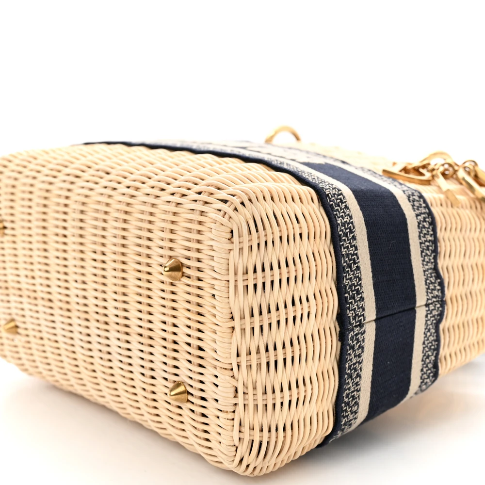 Lushentic Grade Handbags - Medium Lady Dior Wicker Blue Canvas - Image 5