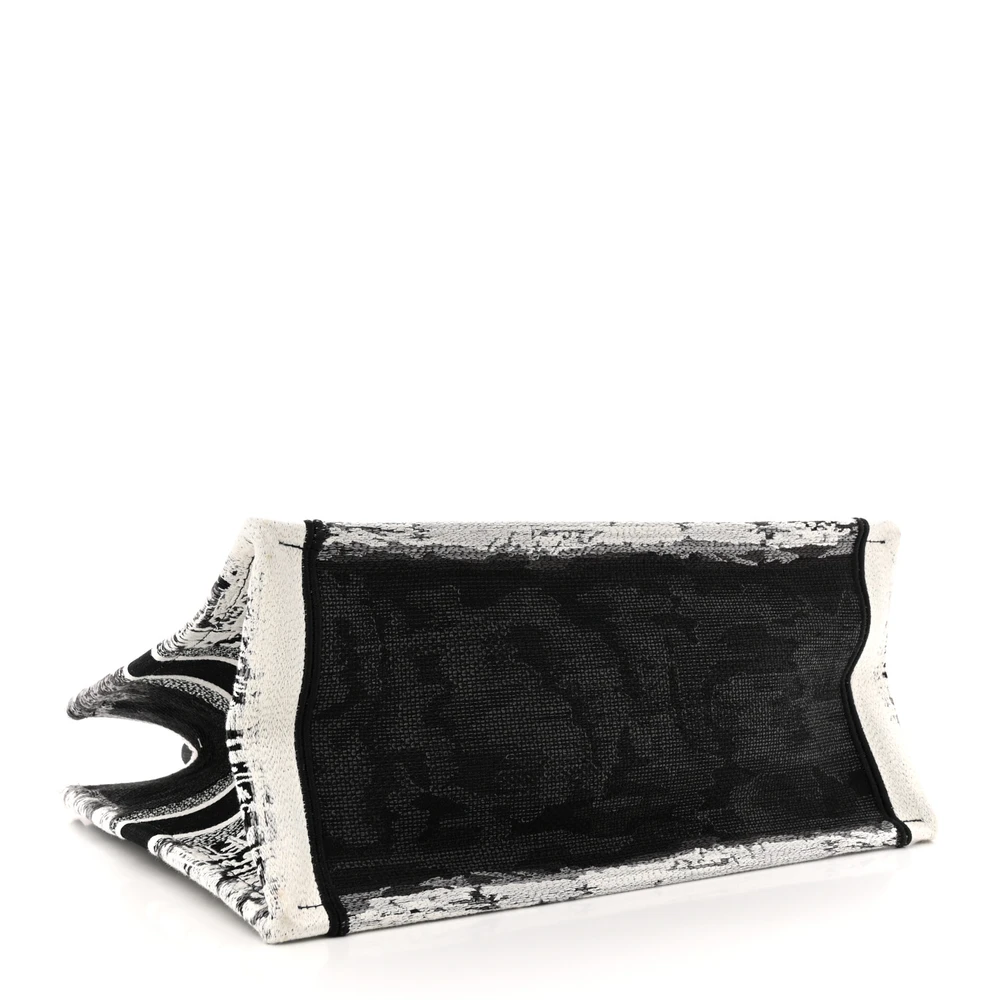 Lushentic Replicas: New York Book Tote in Black & White Canvas - Image 6