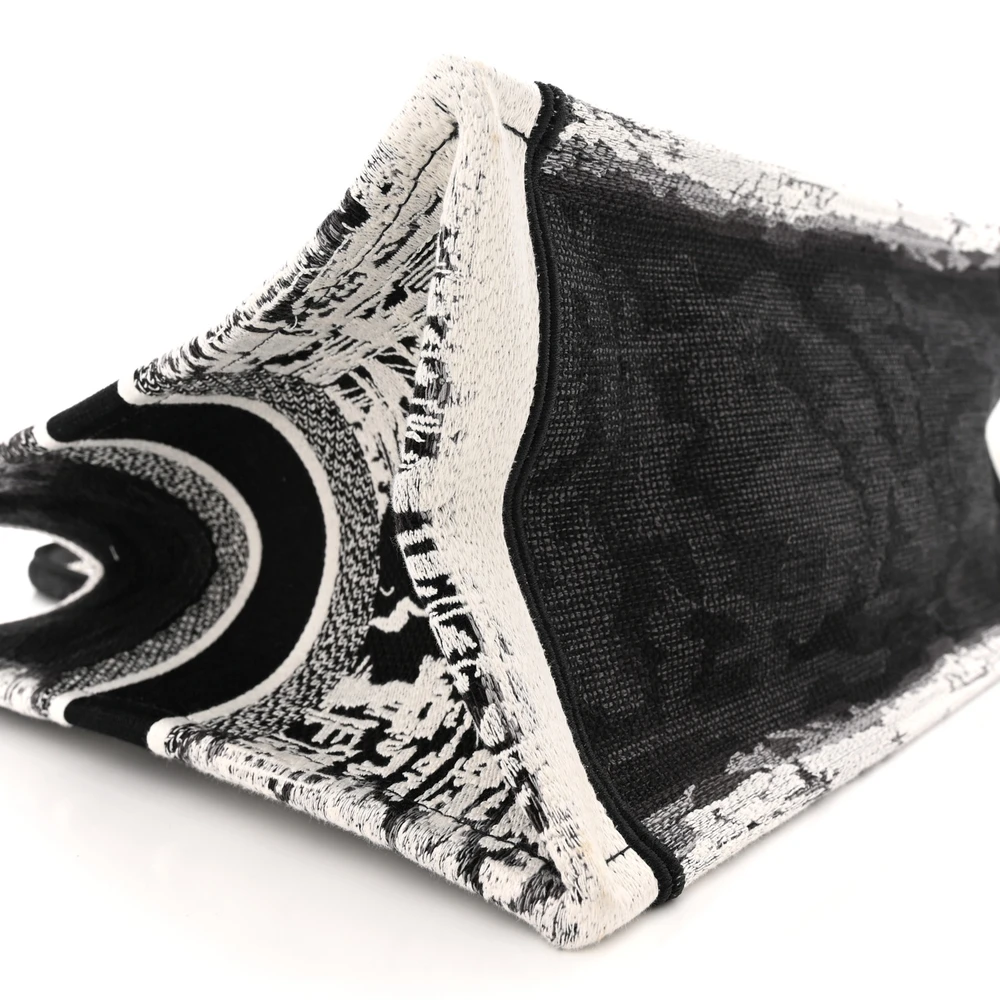 Lushentic Replicas: New York Book Tote in Black & White Canvas - Image 4