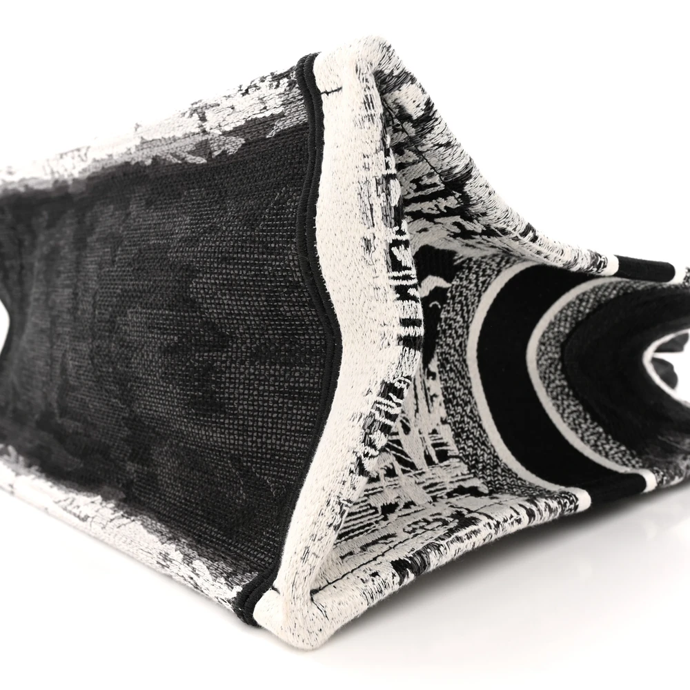 Lushentic Replicas: New York Book Tote in Black & White Canvas - Image 5