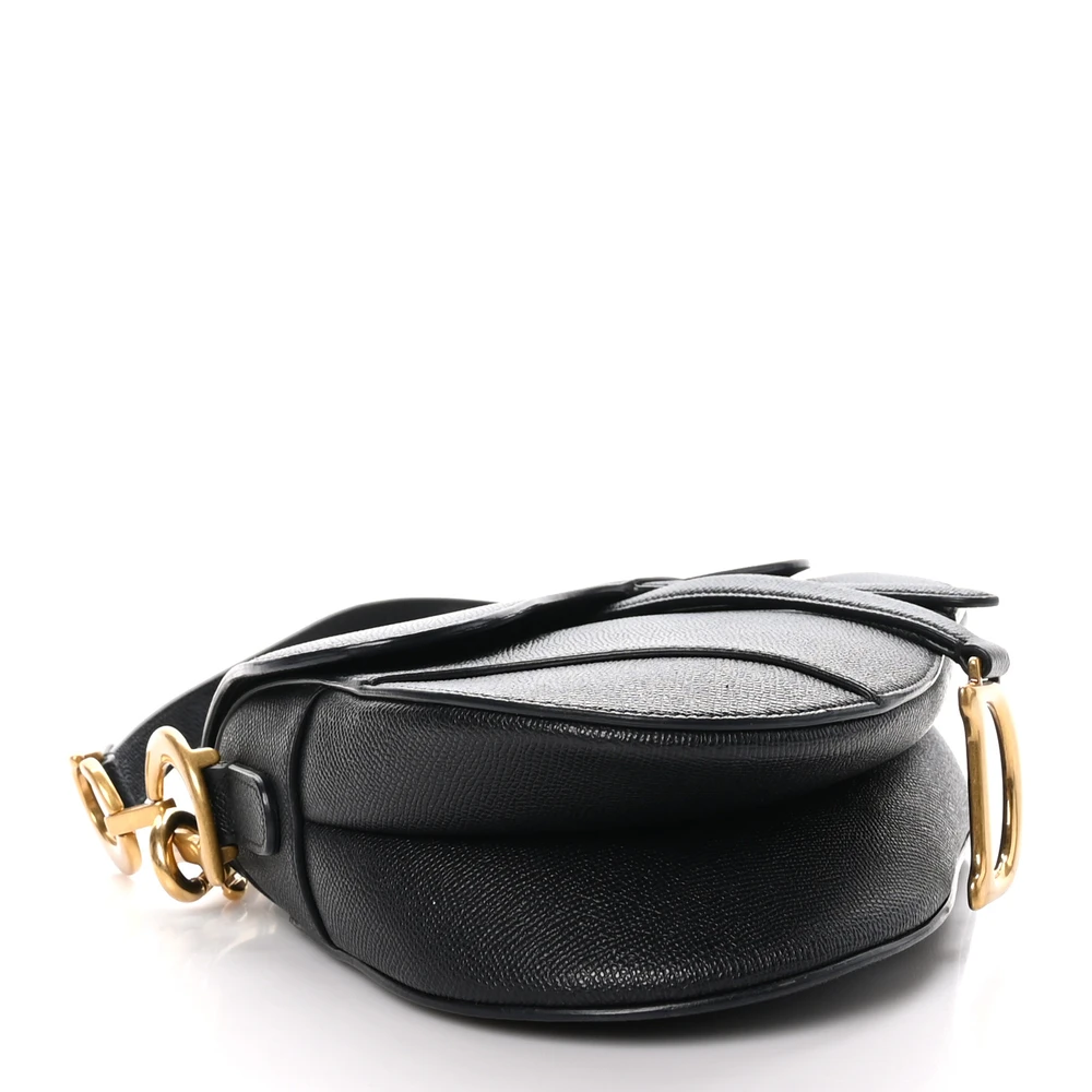 Lushentic Dior Medium Saddle Bag Black Grained Calfskin Leather Gold Hardware - Image 6
