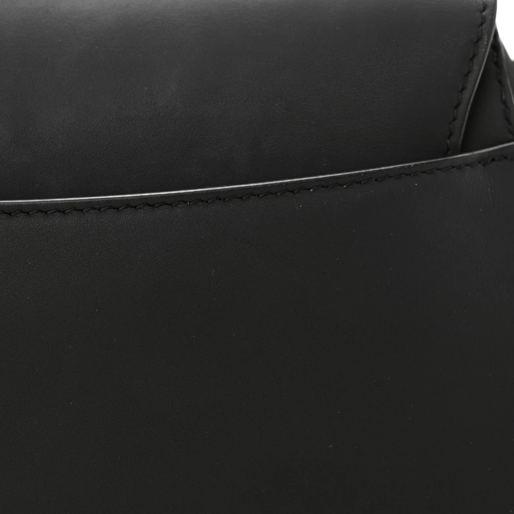 Lushentic Bag Medium Saddle Bag Black Ultra Matte Calfskin Leather Matte Black Hardware - Image 9