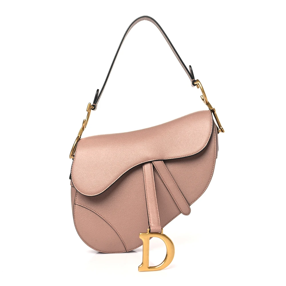 Lushentic Dior Medium Saddle Bag Fard Grained Calfskin Leather Gold Hardware Front