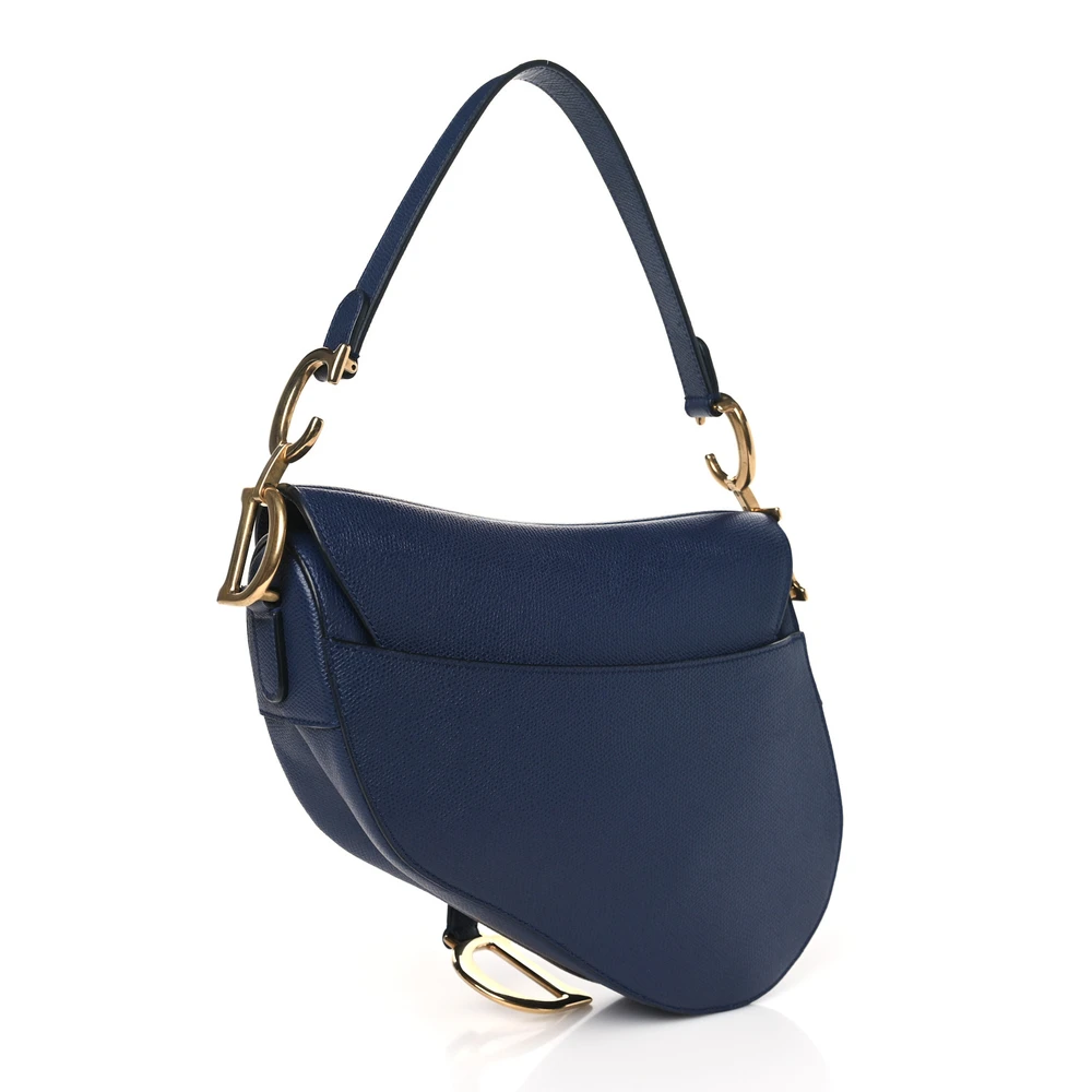 Lushentic Handbags: Medium Saddle Bag in Indigo Blue Leather - Image 2