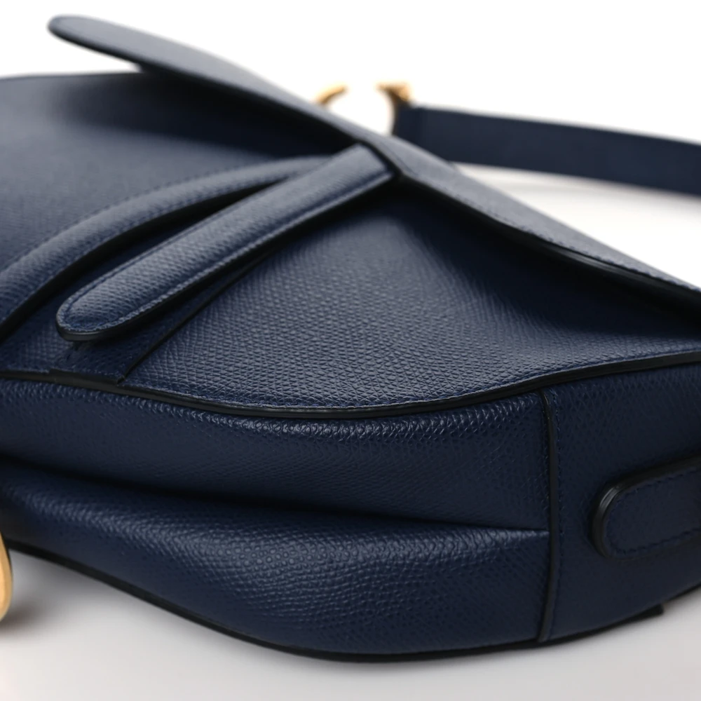 Lushentic Handbags: Medium Saddle Bag in Indigo Blue Leather - Image 4