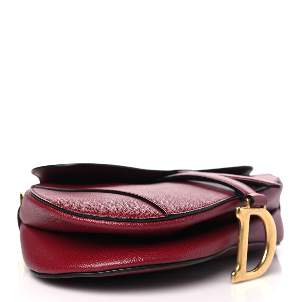Lushentic Dior Medium Saddle Bag Red Grained Calfskin Leather Brass Hardware - Designer Inspired Luxury Bag