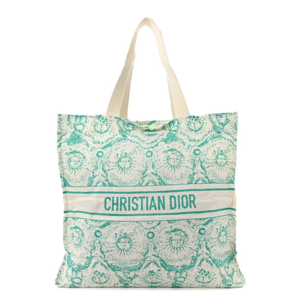 Lushentic Dior Medium Toile De Jouy Soleil Dioriviera Tote Aquamarina Straw Front