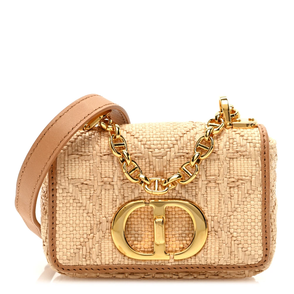 Lushentic Grade Handbags: Micro Caro Bag in Natural Raffia & Gold - Designer Inspired Luxury Bag