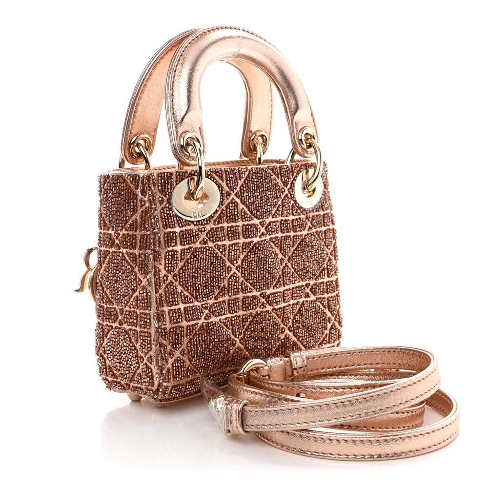 Lushentic Grade Handbags: Micro Lady Dior in Rose Gold - Image 3