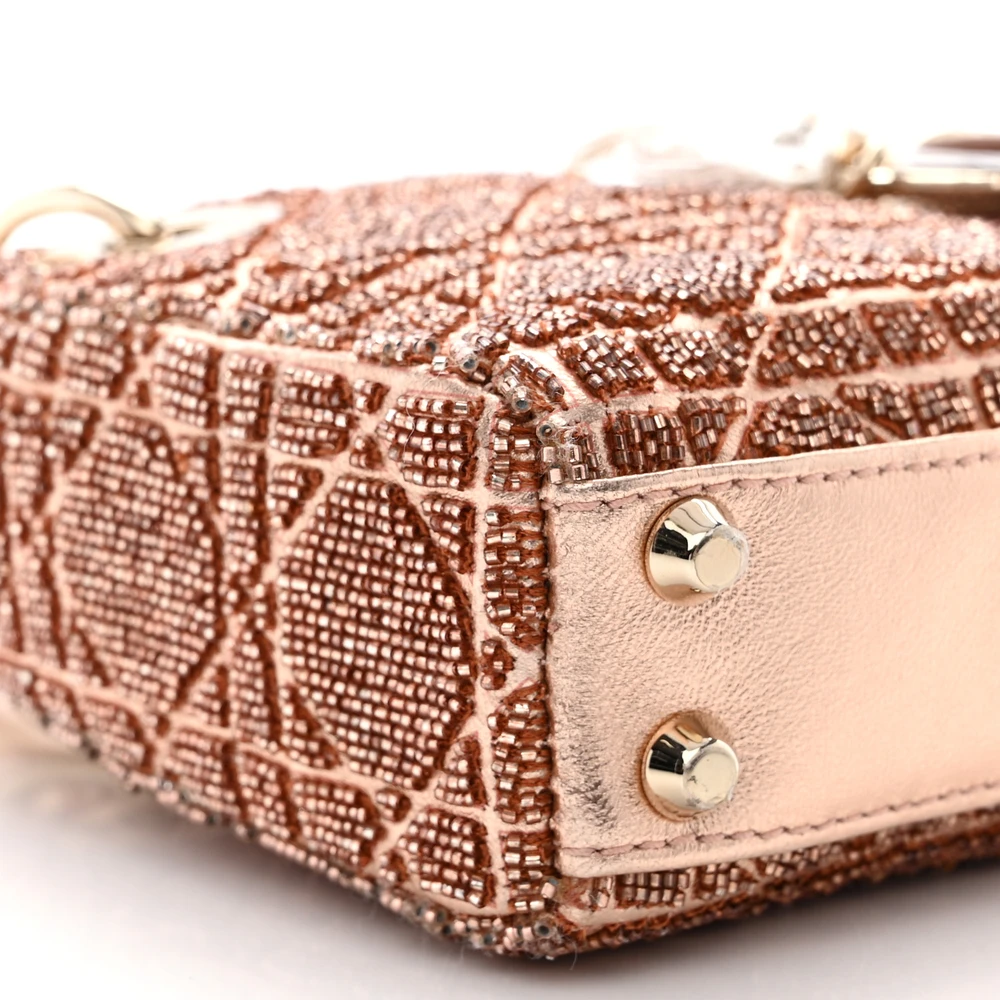 Lushentic Grade Handbags: Micro Lady Dior in Rose Gold - Image 4