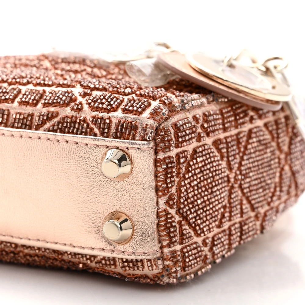 Lushentic Grade Handbags: Micro Lady Dior in Rose Gold - Image 5
