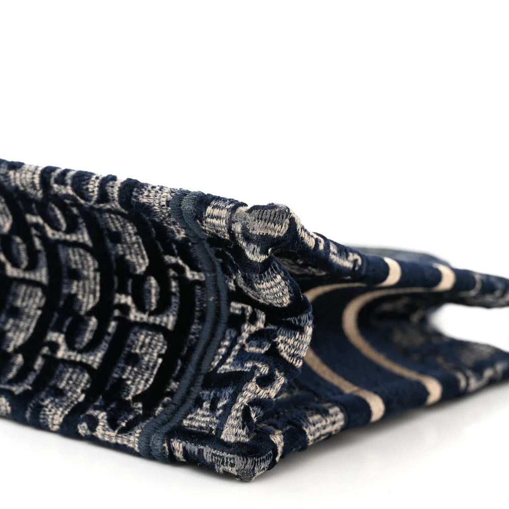 Lushentic Quality Bags: Mini Book Tote Blue Velvet Oblique Embroidered - Image 5