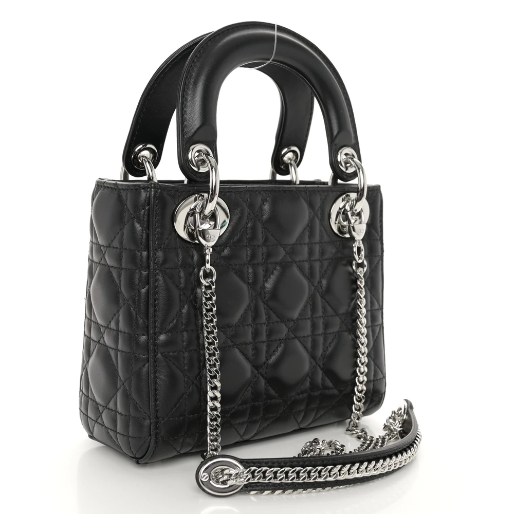 Lushentic Replica Handbags Mini Lady Dior Black Cannage Lambskin - Image 3