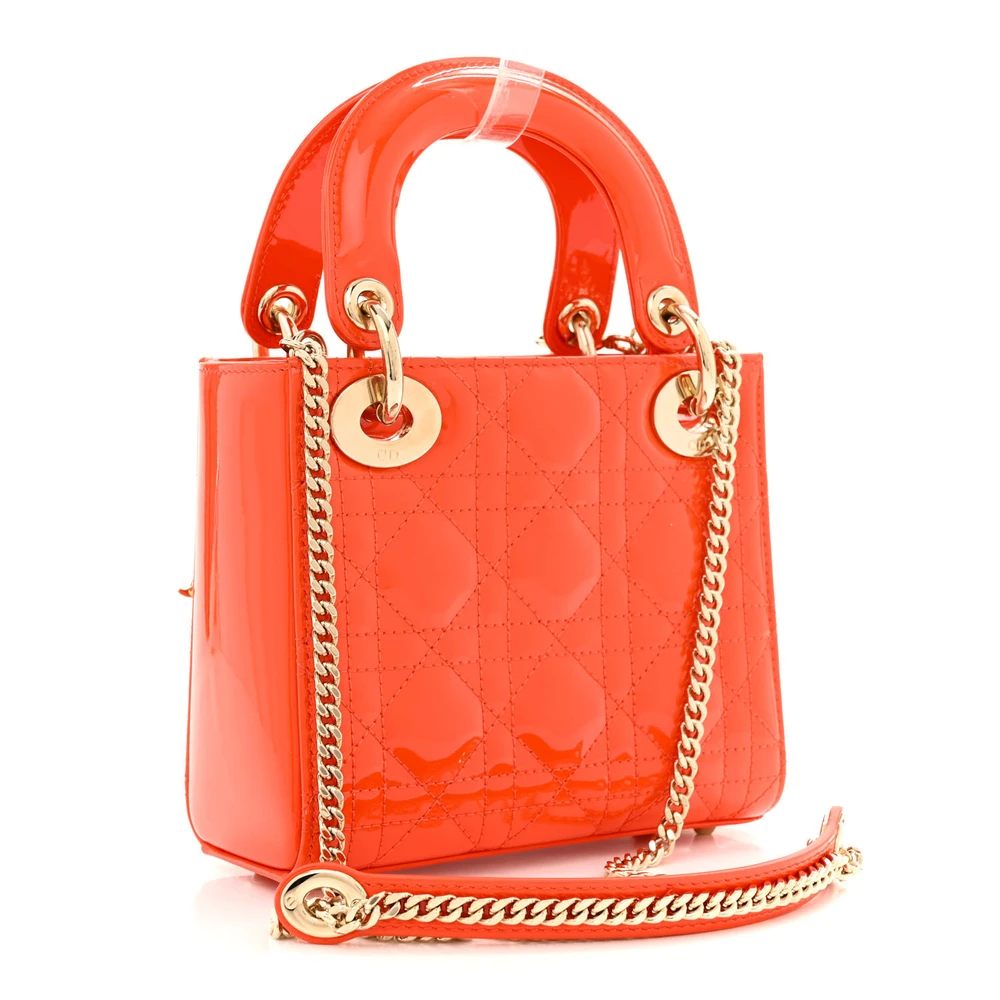 Lushentic Bags Review: Mini Lady Dior Orange Patent Cannage - Designer Inspired Luxury Bag