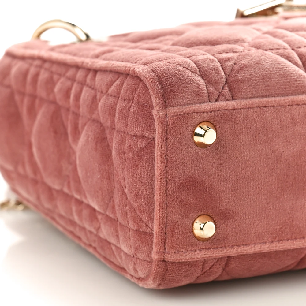 Lushentic Grade Replicas Mini Lady Dior Pink Velvet Gold Hardware - Premium Alternative