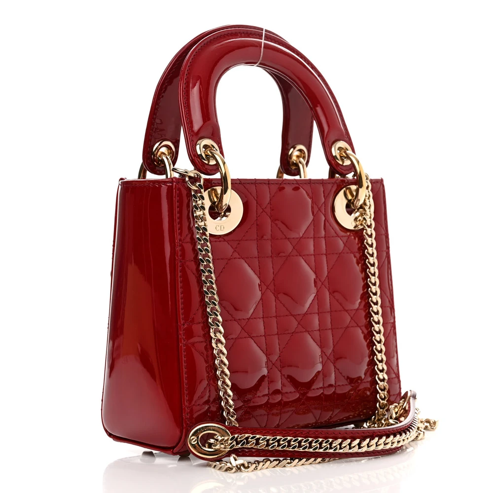 Lushentic Grade Mini Lady Dior Red Patent Cannage Calfskin Leather - Image 2