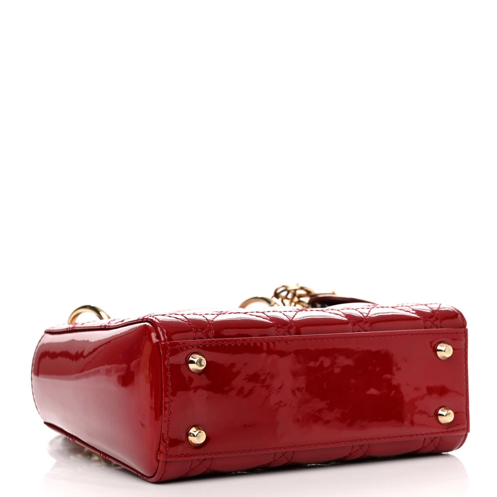 Lushentic Grade Mini Lady Dior Red Patent Cannage Calfskin Leather - Image 5