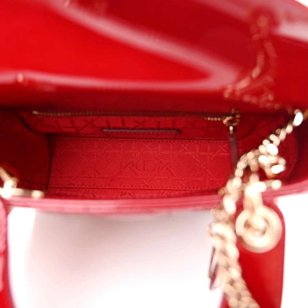 Lushentic Grade Mini Lady Dior Red Patent Cannage Calfskin Leather - Image 8