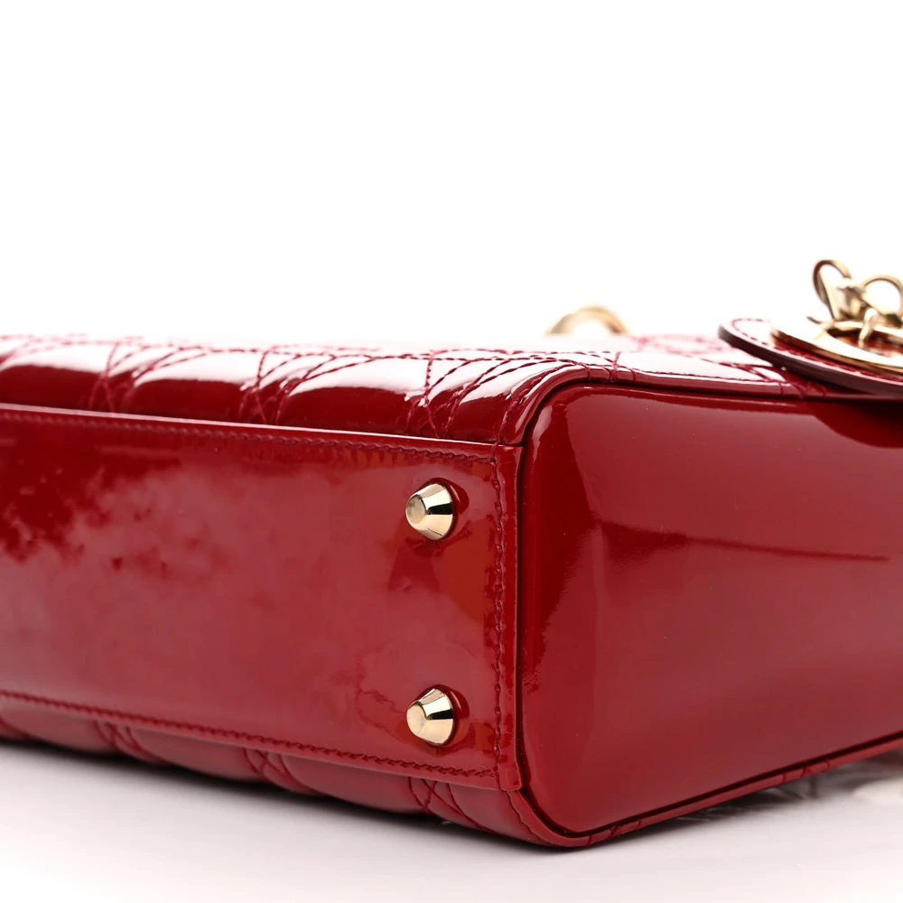 Lushentic Grade Mini Lady Dior Red Patent Cannage Calfskin Leather - Premium Alternative