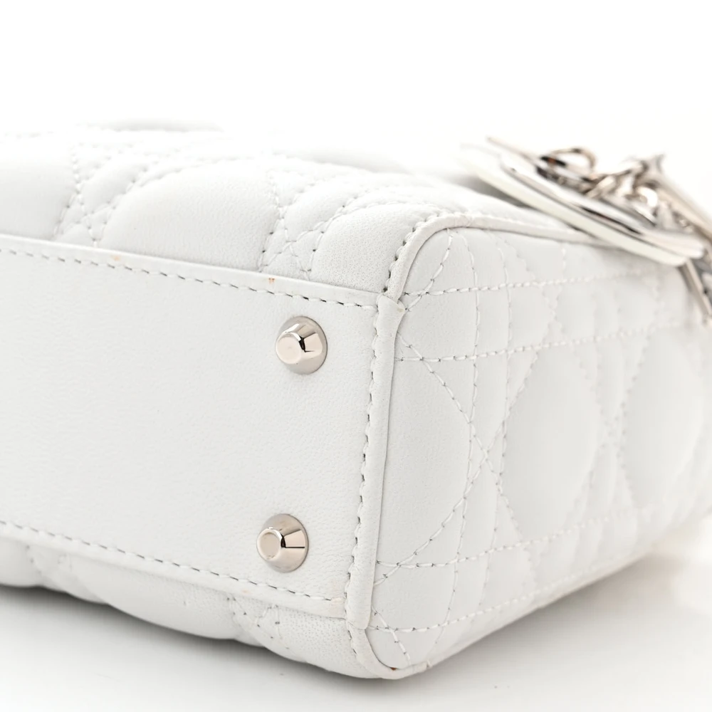 Lushentic Grade Bag Mini Lady Dior White Lambskin Cannage Leather - Designer Inspired Luxury Bag