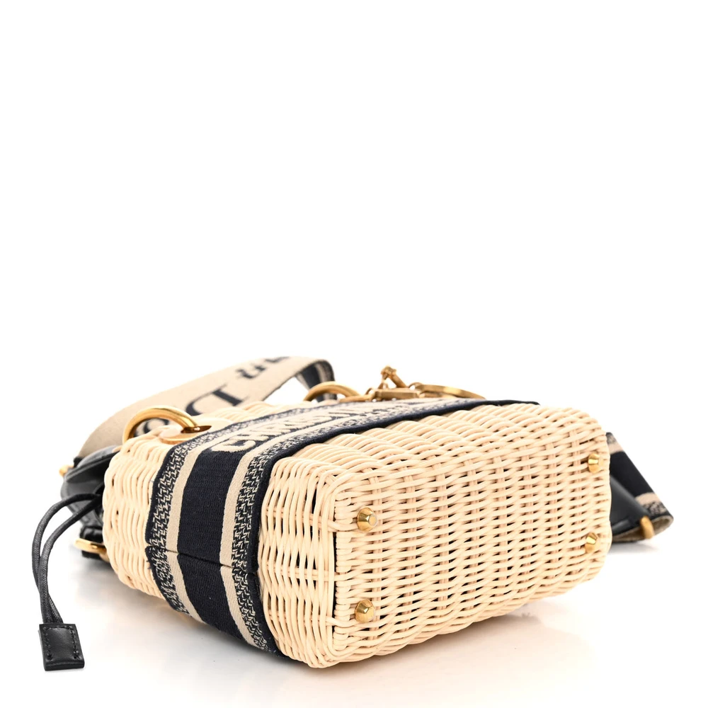 Lushentic Designer Mini Lady Dior Wicker Blue Oblique Canvas Bag - Image 6