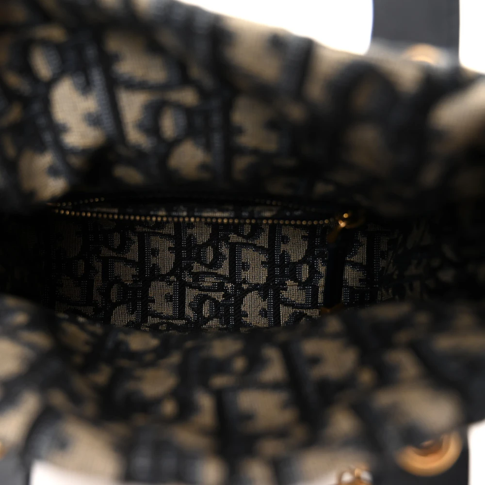 Lushentic Designer Mini Lady Dior Wicker Blue Oblique Canvas Bag - Image 7