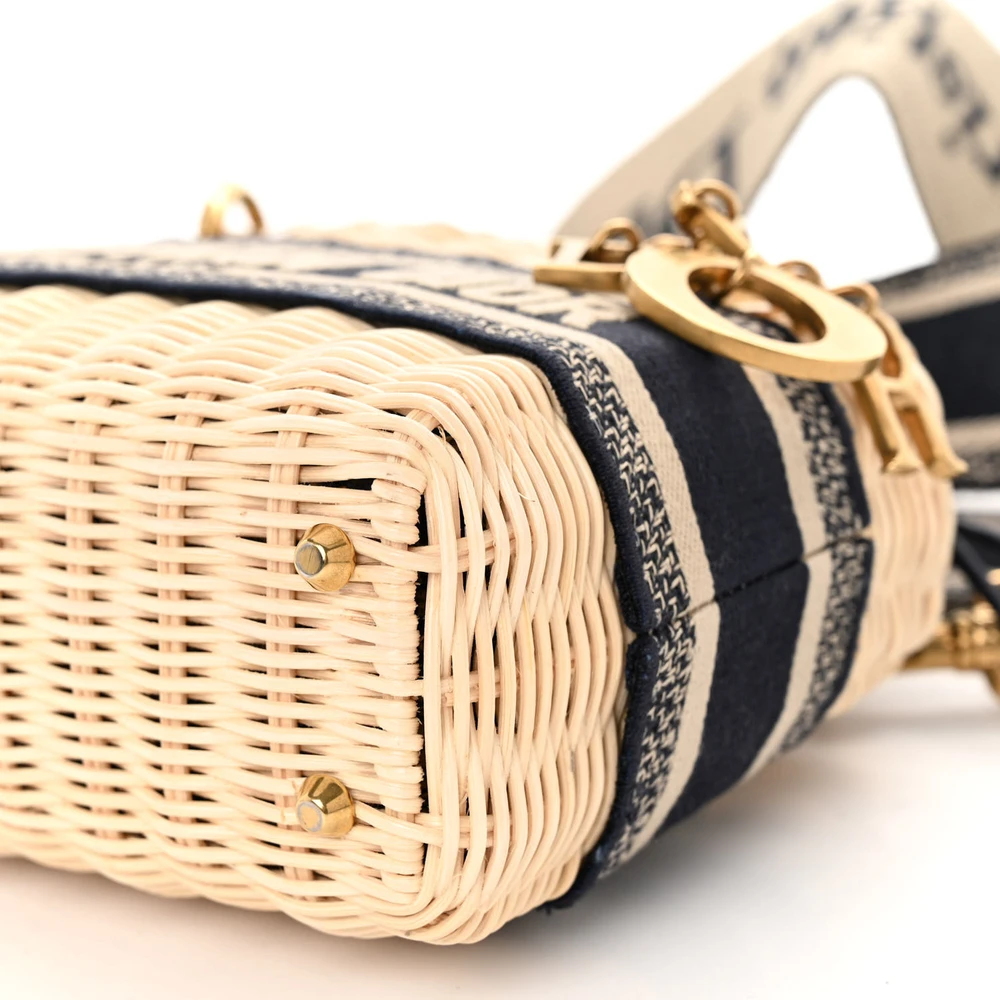 Lushentic Designer Mini Lady Dior Wicker Blue Oblique Canvas Bag - Image 4