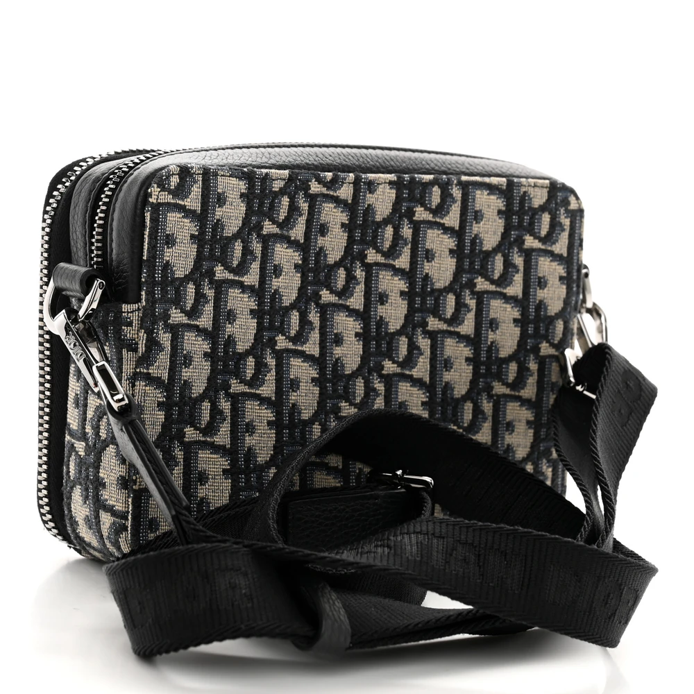 Lushentic Handbag Small Saddle Messenger Pouch Blue Oblique Canvas - Premium Alternative Bag