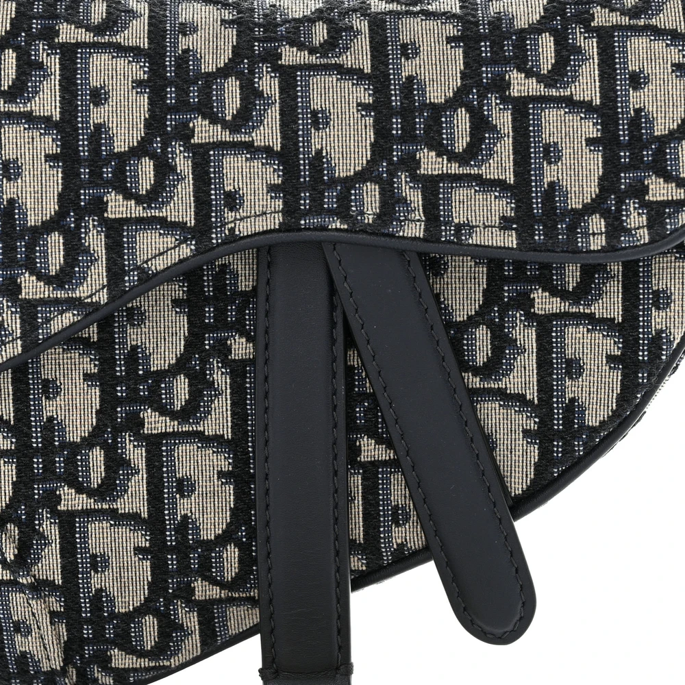 Lushentic Mini Saddle Bag Blue Oblique Canvas Gold Hardware - Image 8