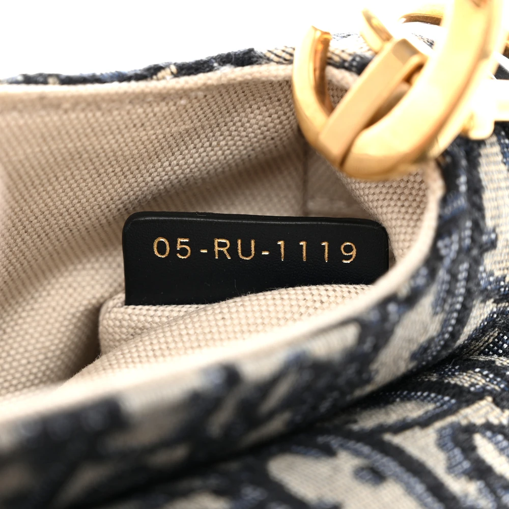 Lushentic Mini Saddle Bag Blue Oblique Canvas Gold Hardware - Image 9