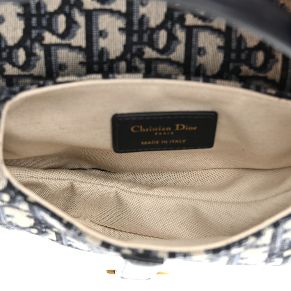 Lushentic Mini Saddle Bag Blue Oblique Canvas Gold Hardware - Image 7