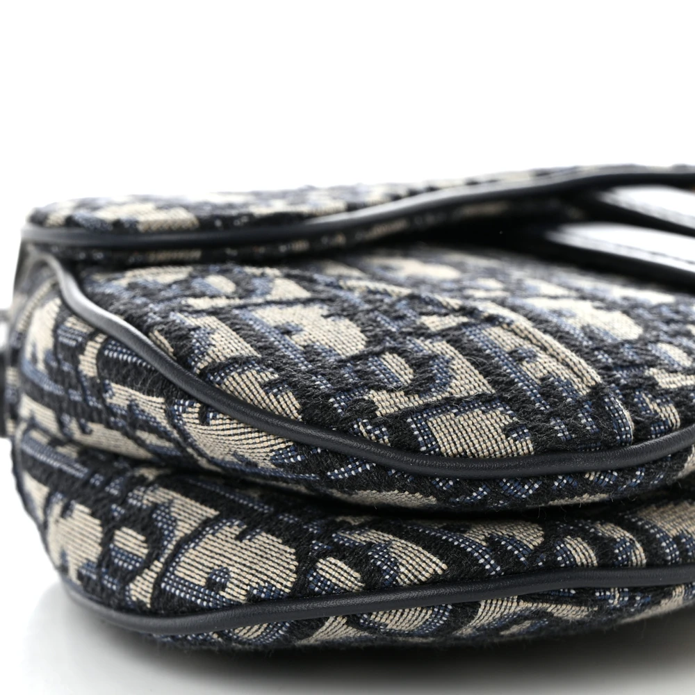 Lushentic Mini Saddle Bag Blue Oblique Canvas Gold Hardware - Image 4