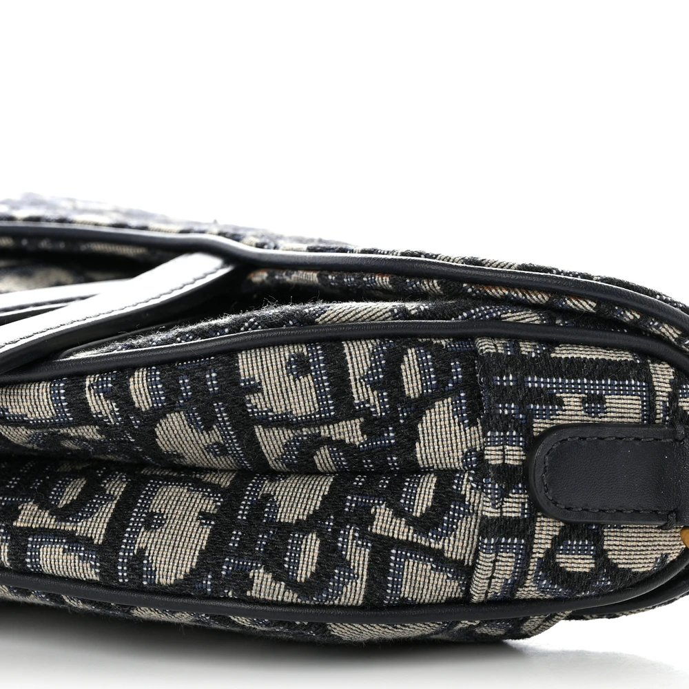 Lushentic Mini Saddle Bag Blue Oblique Canvas Gold Hardware - Image 5